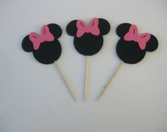 Minnie Mouse Cupcake Toppers, MInnie Mouse Party Decorations