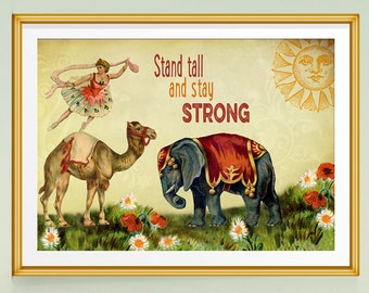 Inspirational Print, Inspirational Quote, Ballerina Art, Whimsical Art, Gift for Dancer, Ballet, Dancer Art, Elephant Print, Ballet Art