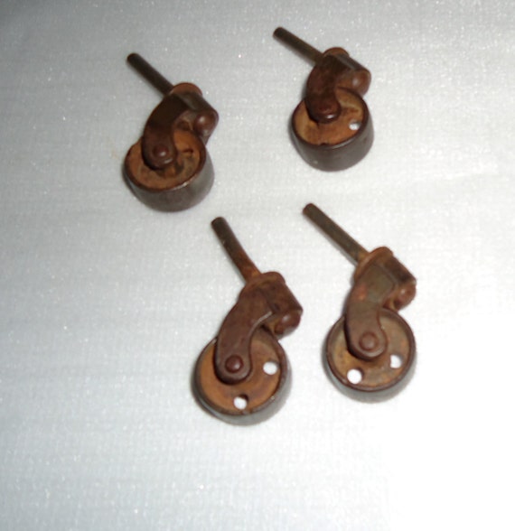 Set / 4 Metal Antique Oak Furniture Replacement Casters