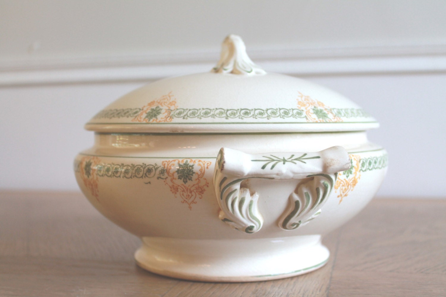 Antique Tureen French Faience White Ironstone bowl French