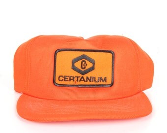 Vintage Orange Trucker Hat / Mens Hat / Trucker Cap / Baseball Cap / Certanium Hat / Womens Baseball Hat Cap / Textured Corduroy