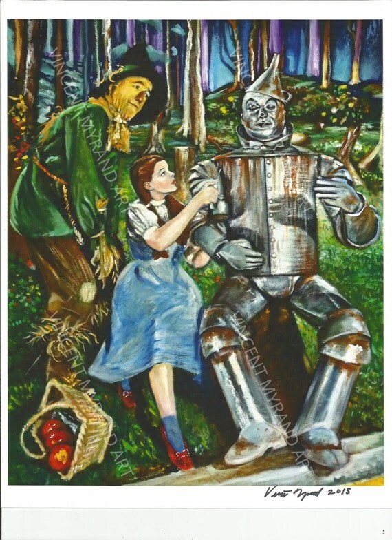 Wizard of Oz Dorothy Tin Man Scarecrow PRINT 8x10 by artist