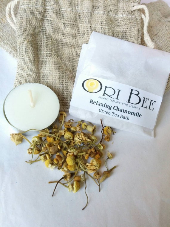 CHAMOMILE Green Tea Bath Soak Lavender buds Home Spa Herbal