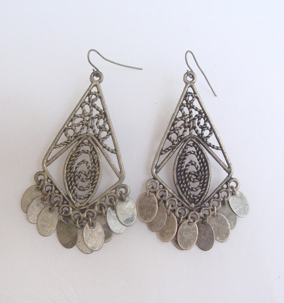 Vintage Pewter Chandelier Earrings. Cast by VintageByTiffinie