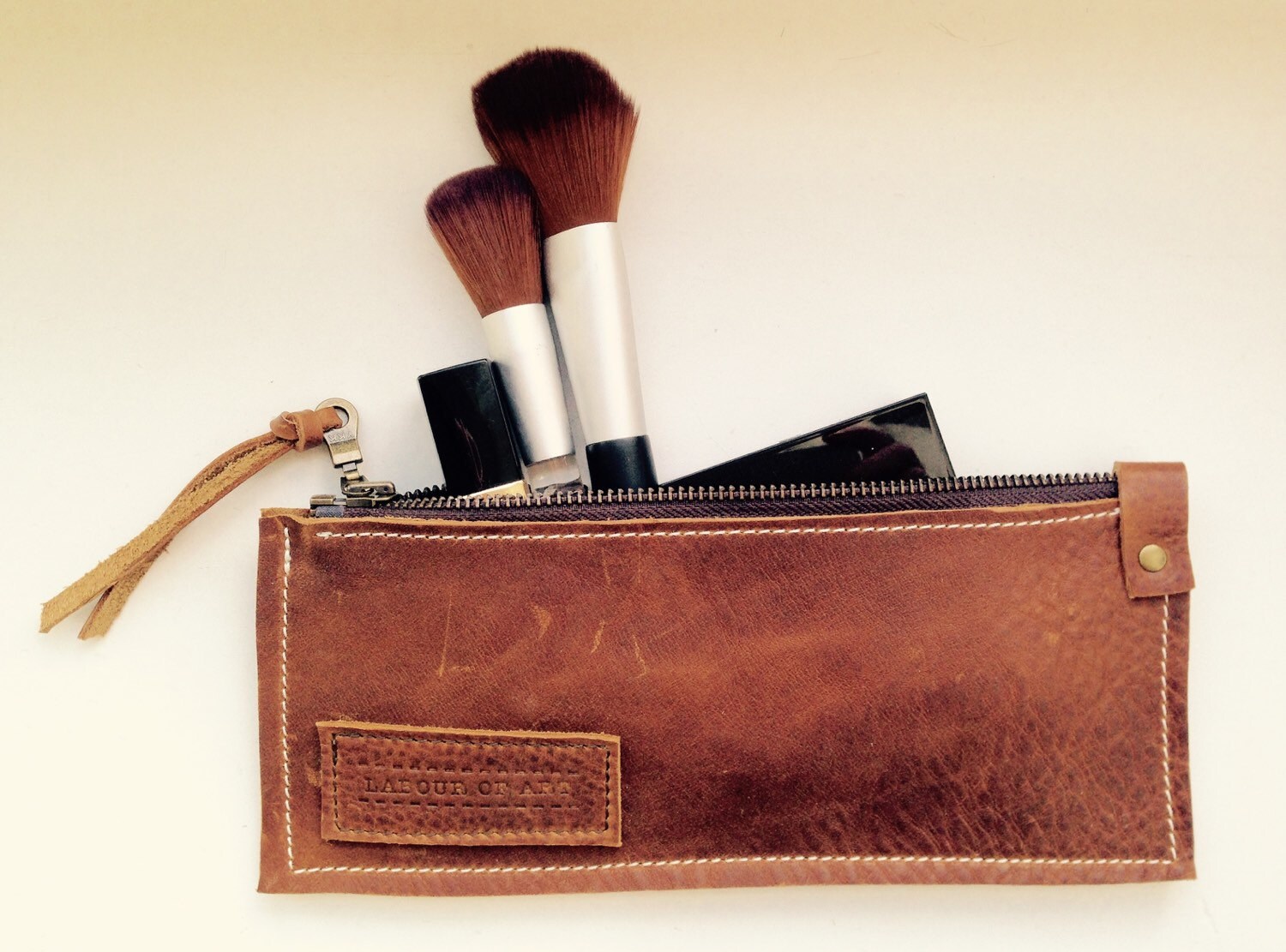 Leather Pencil Case Dark Brown by LABOURofART on Etsy