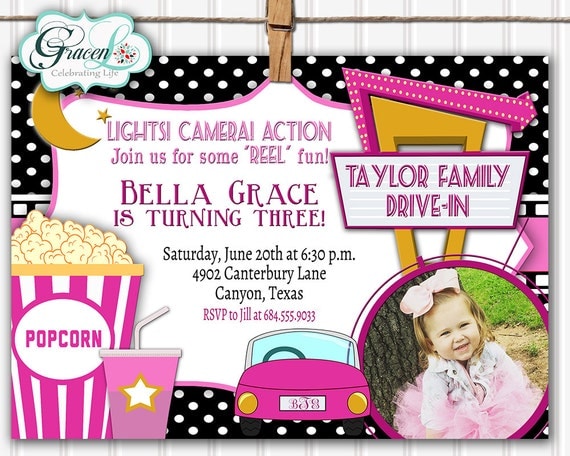 Drive In Movie Birthday Party Invitations 6