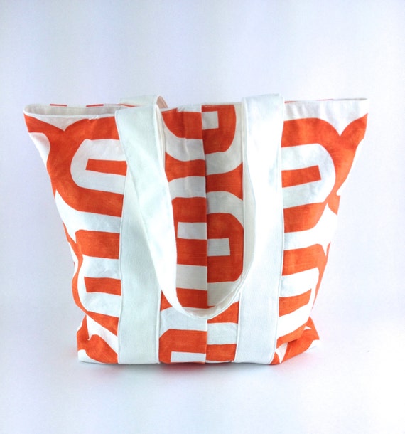 orange and white bag