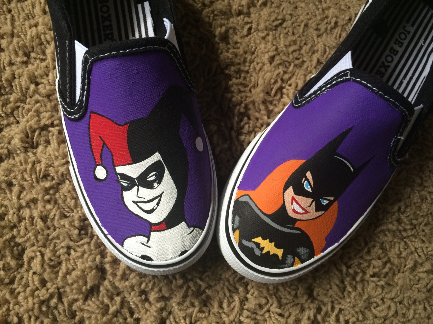 Batgirl and Harley Quinn Custom Kids Shoes