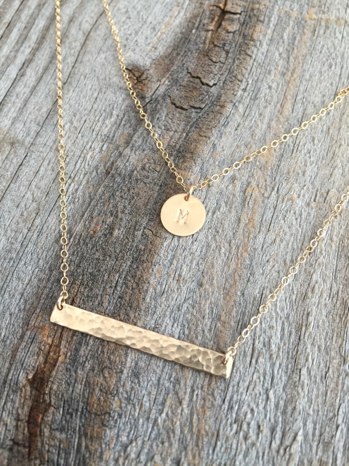 Gold Double Strand Initial Necklace / Gold or Silver by JewelryVV