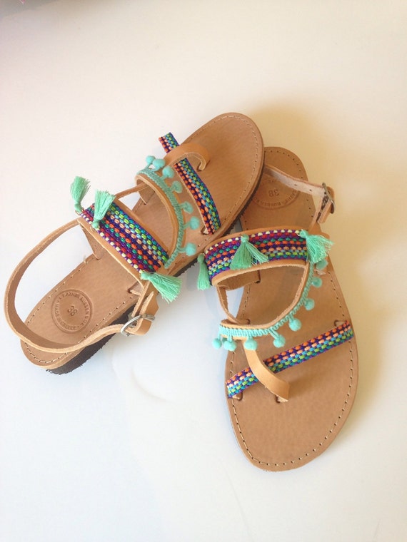 Handmade multicolor leather sandals