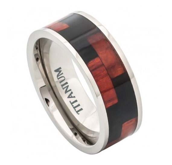 ... , wood rings, Engagement ring-promise ring Koa Wood Inlay Men's ring