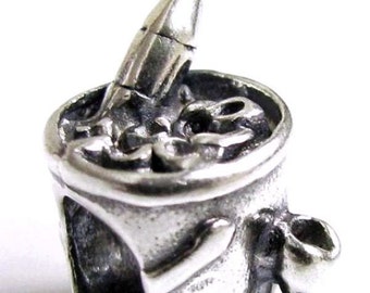Champagne bucket 925 sterling silver charm -Fits European charm bracelets-bracelet charms,silver charms,charms for bracelets,