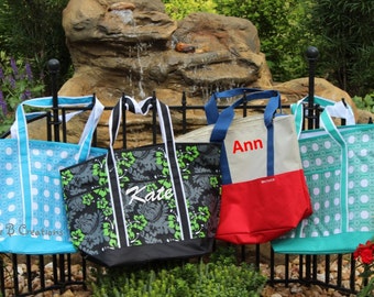 SALE- While they last---- Large Monogrammed Tote Bag/ Beach Bag /Great Gift Idea for Brides/ Bridesmaids/Diaper/ Extra Large Bag!