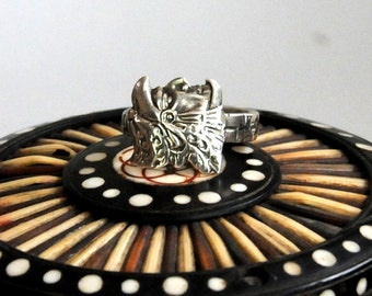 aztec ring, spoon ring, mayan ring, Mexican ring, mexico ring, silver ring,