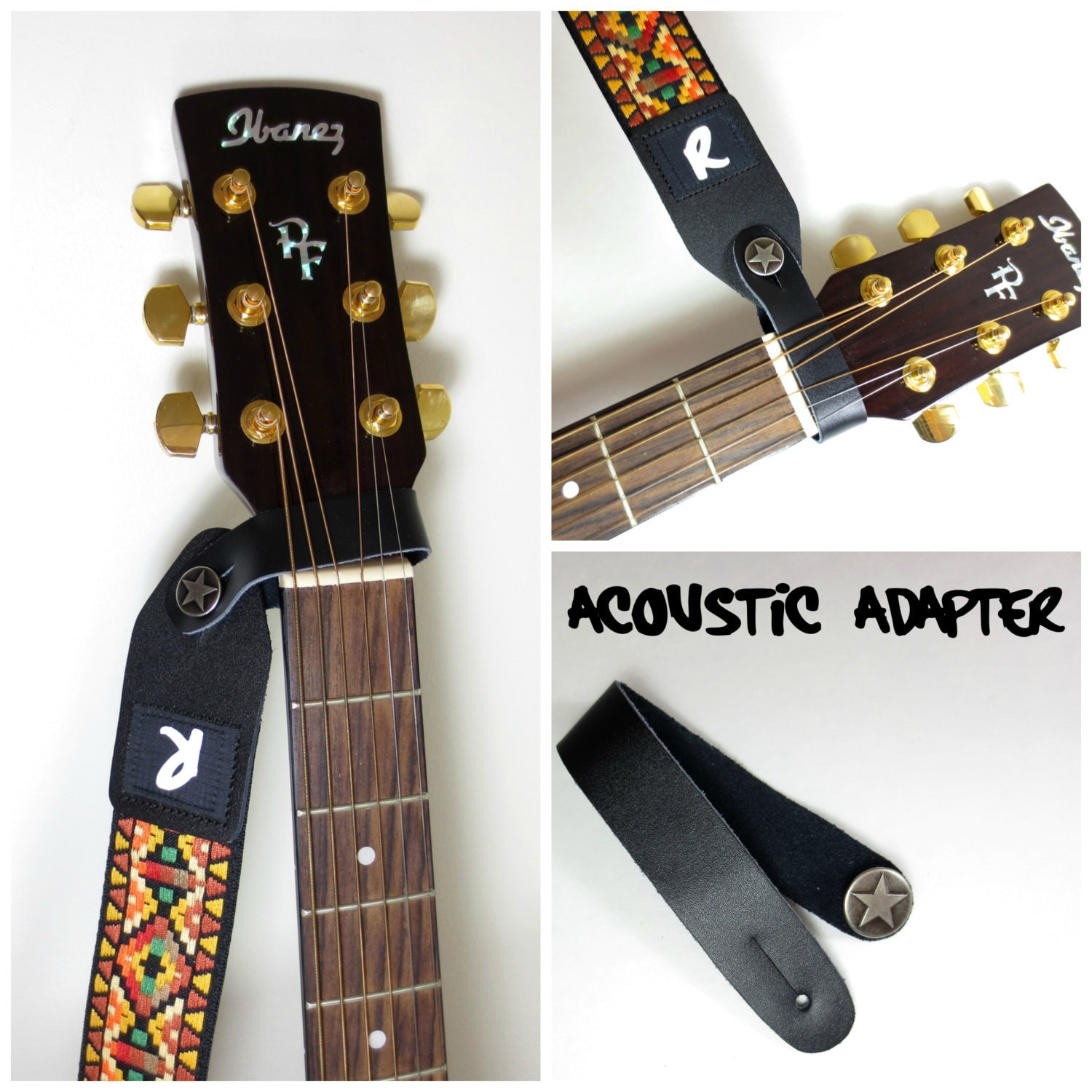 Acoustic Guitar Strap Leather Adapter Button Headstock