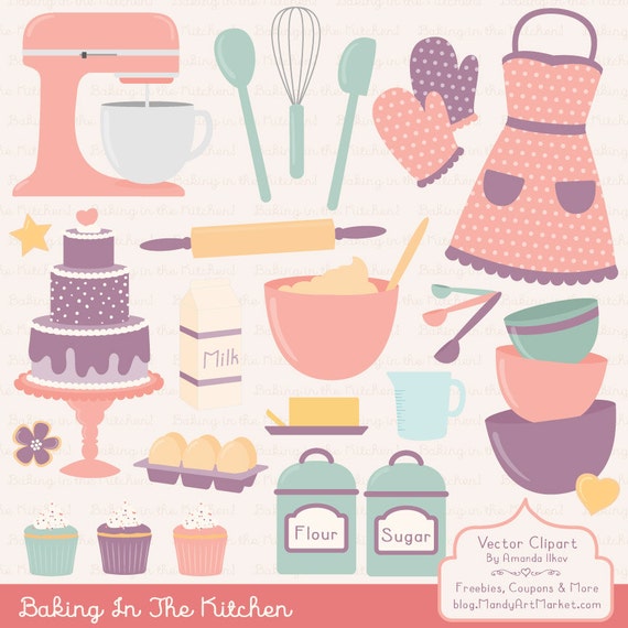 Items similar to Professional Baking Clipart & Vectors in Vintage ...