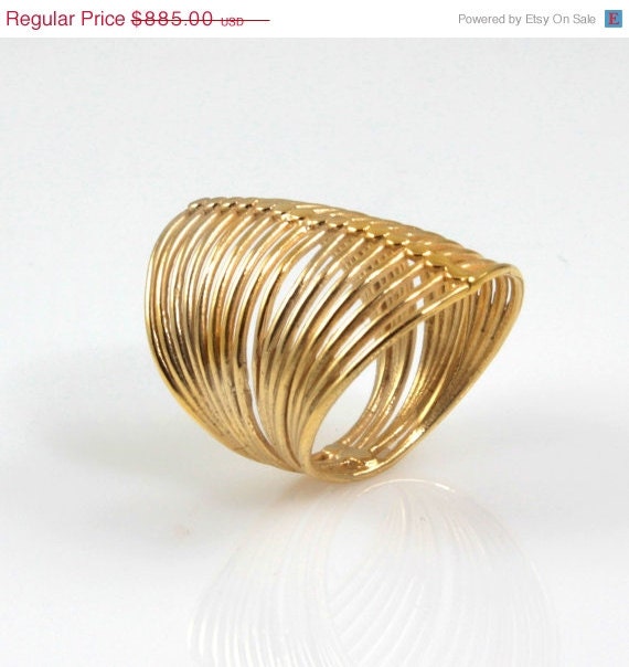 ON SALE 20% OFF Big Wide Statement Gold Ring 14K by EttyJewelry