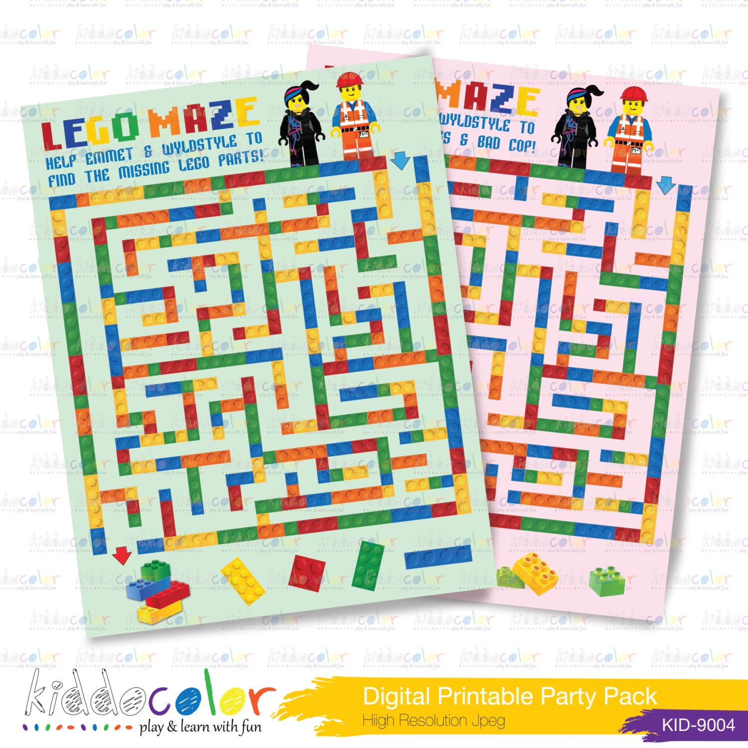 printable birthday game lego maze by kiddocolor on etsy