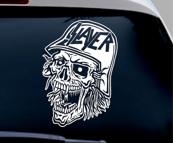 SLAYER skull Vinyl Decal Sticker car black metal by WitheringOak