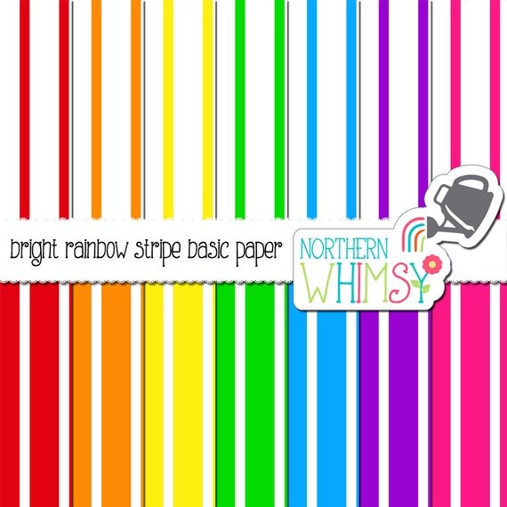Rainbow Stripe Digital Paper Pack striped by NorthernWhimsyDesign