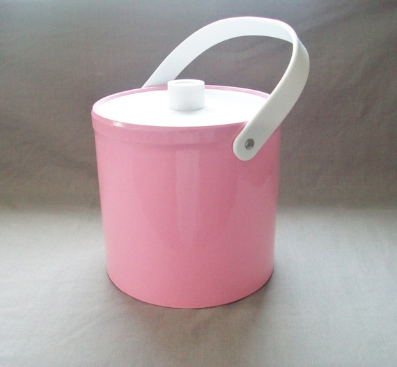 Pink Vinyl Plastic Ice Bucket Vintage Pink Plastic Ice Cooler
