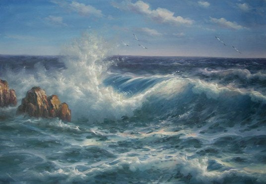 Original oil paintingSeascape paintingSea wave painting