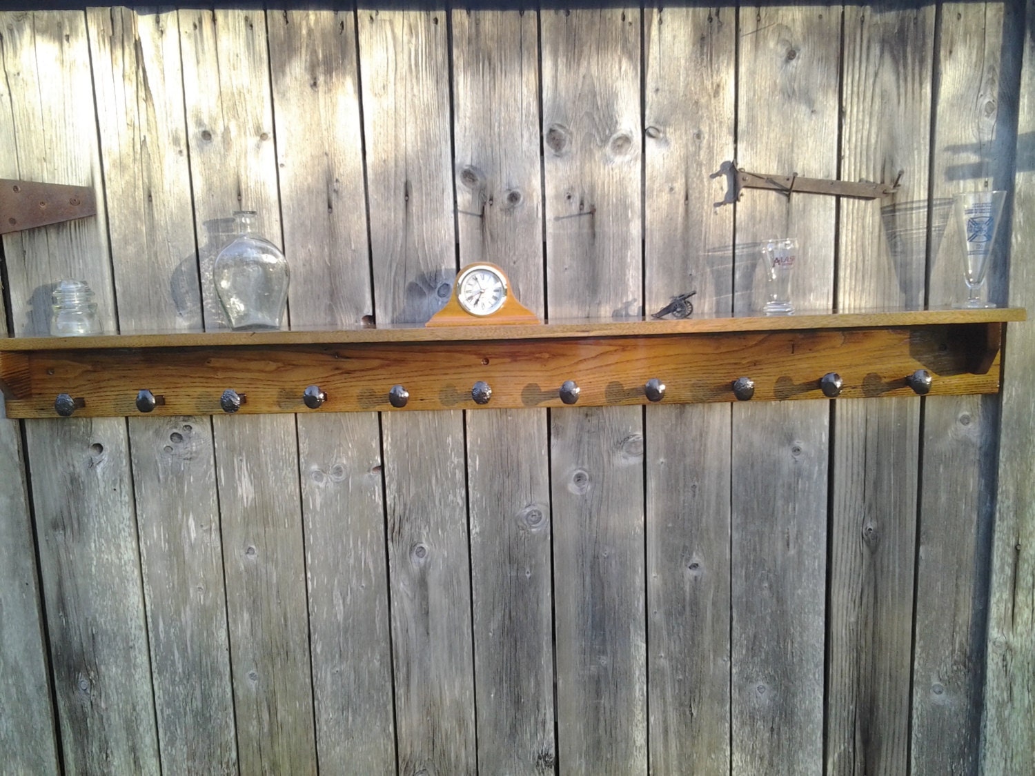 Railroad Spike coat rack with 11 rr by BlueMountWoodCrafts on Etsy