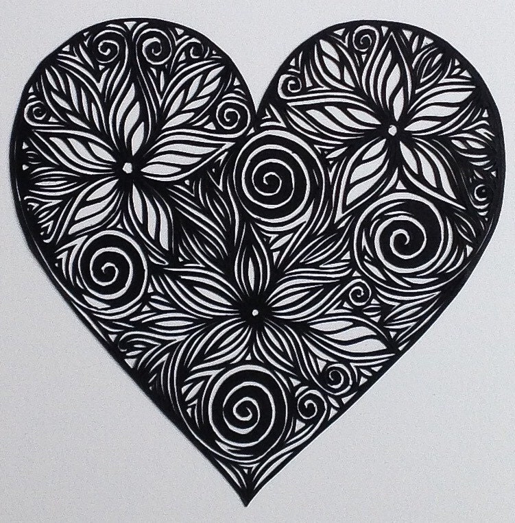 Intricate heart paper cutting hand cut by TheCreativeQuaker