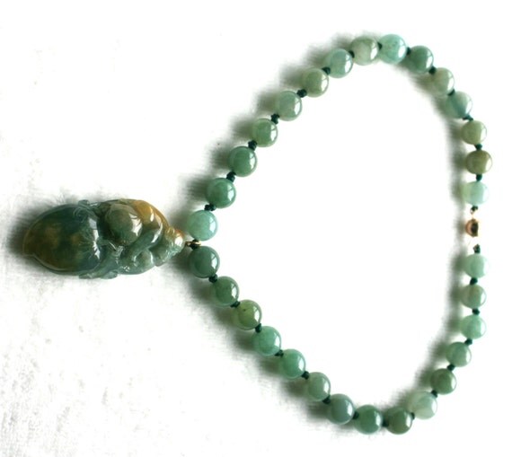 Stunning All Natural Jadeite Jade Money & Peach Pendant Jade