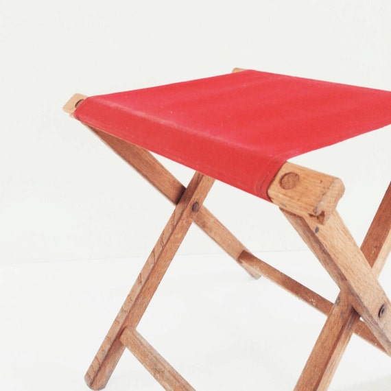 Vintage Camp Stool Red Canvas Folding Seat By PropsandPieces   Il 570xN.777151487 D28a 