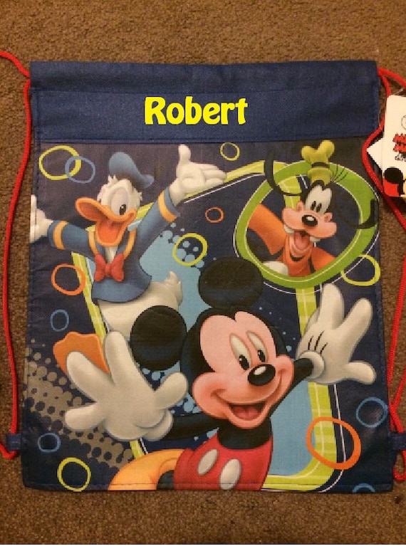 Disney MICKEY MOUSE Drawstring Backpack Sling Bag Donald Goofy
