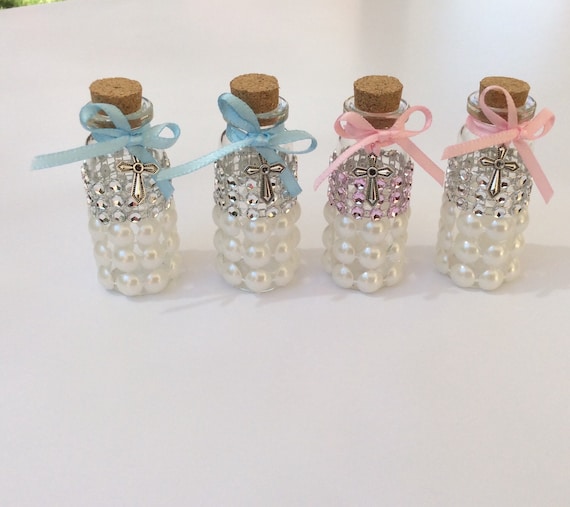 12 baptism favors bottles Holy water bottles Boy Baptism favors