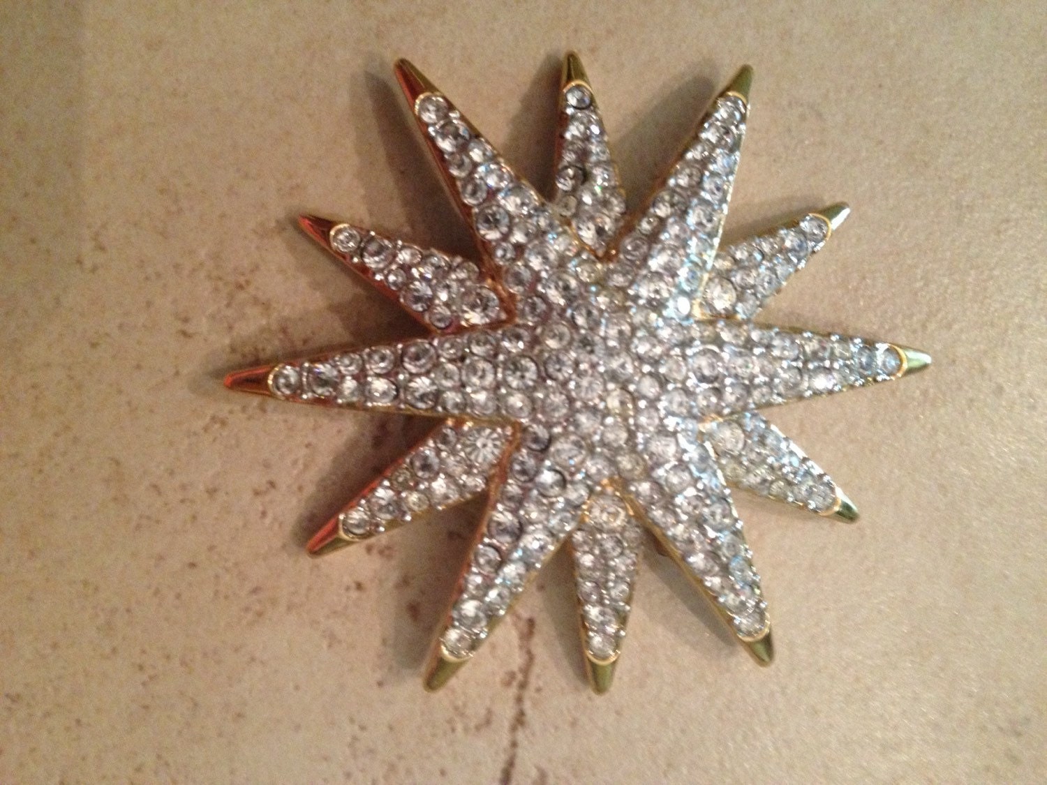 Vintage Swarovski Brooch Star Pave Crystals Signed Pin Retired
