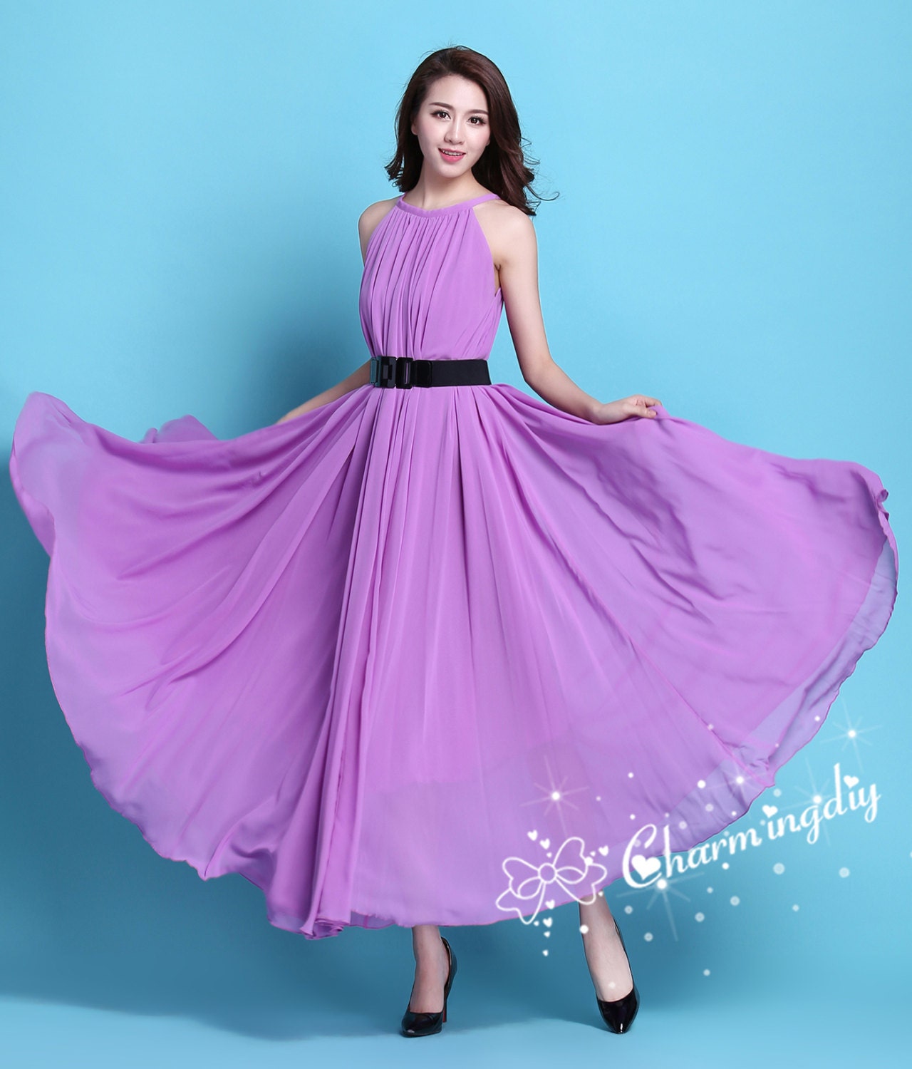 60 Colors Chiffon Eggplant Purple Party Dress Evening Wedding