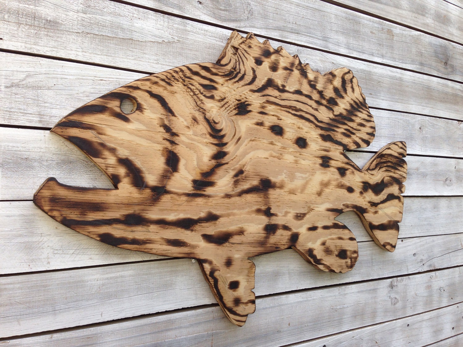 Birthday gift for him. Large Goliath Grouper Wooden Sign, Outdoor Fish