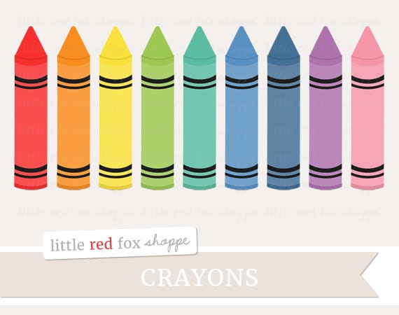 Rainbow Crayon Clipart Black Stripes Clip by LittleRedFoxShoppe