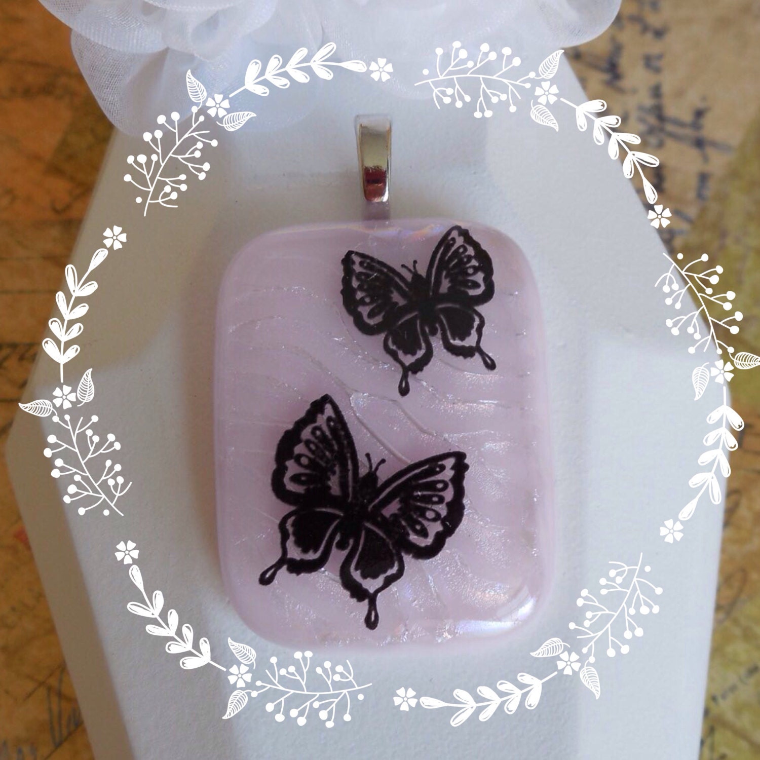 Fused Glass Pendant Fused Glass Jewelry Fused Glass Decal