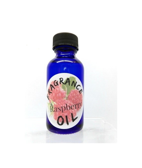 Raspberry Fragrance oil 1 oz Blue Glass Bottle by MelsCandlesMore