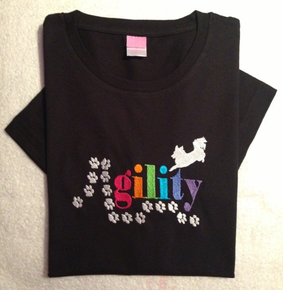 Items similar to Dog Agility Design Embroidered Tee with Your Choice of