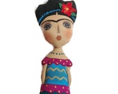 Cloth art doll-Art doll Frida- Fabric doll-Cloth doll Frida-  OOAK doll- Textile doll Frida-Frida Kahlo-Frida doll-Human figure doll-Frida