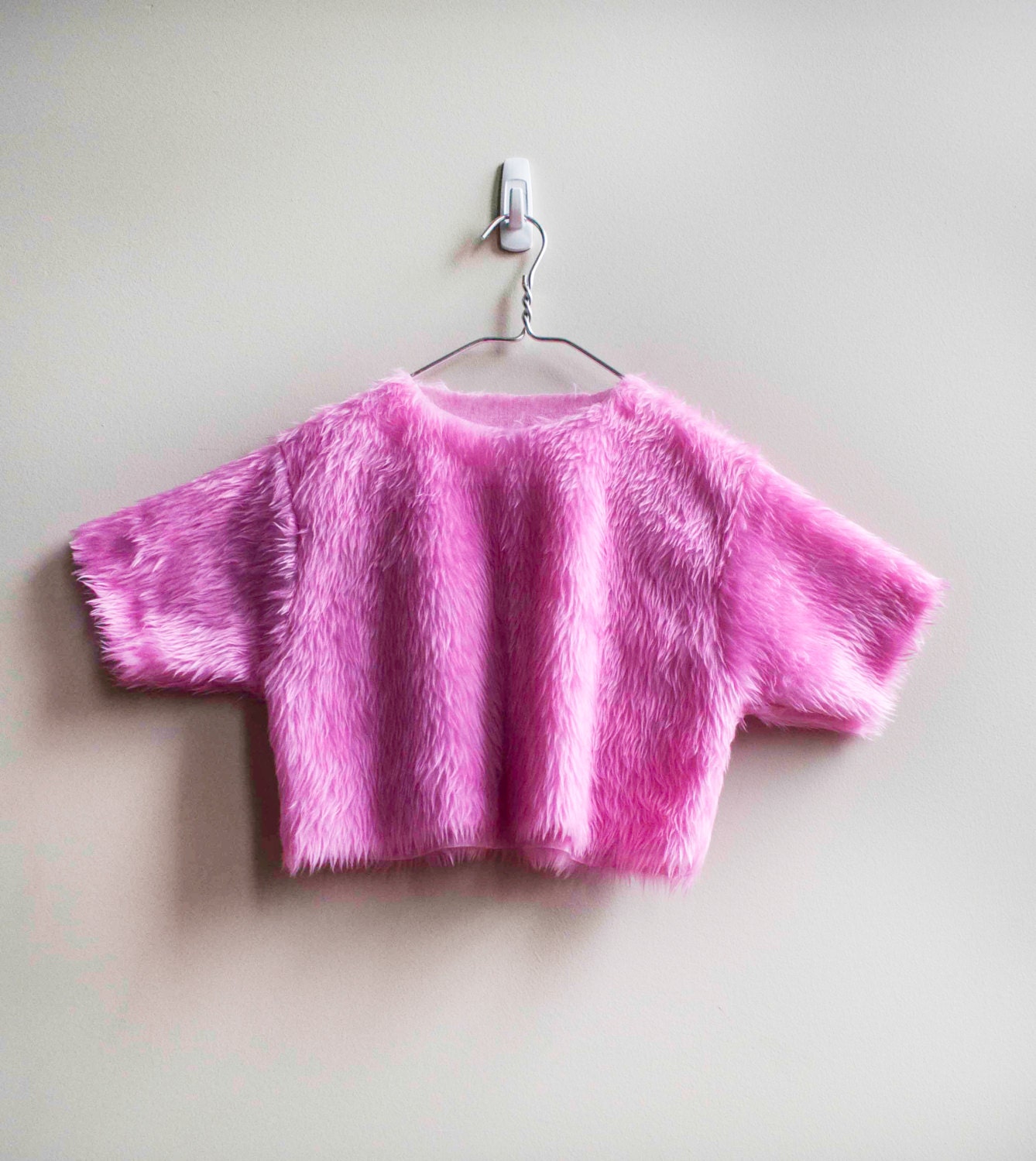 Handmade Pink Furry Crop Top