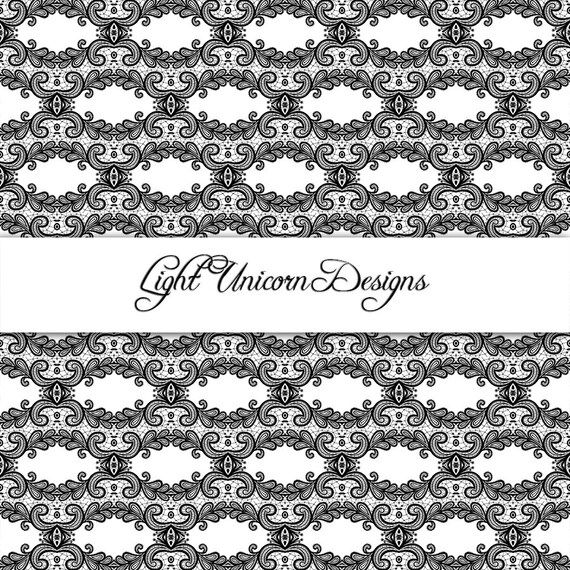 Black Lace Digital Scrapbook Printable Paper from LightUnicorn on Etsy Studio