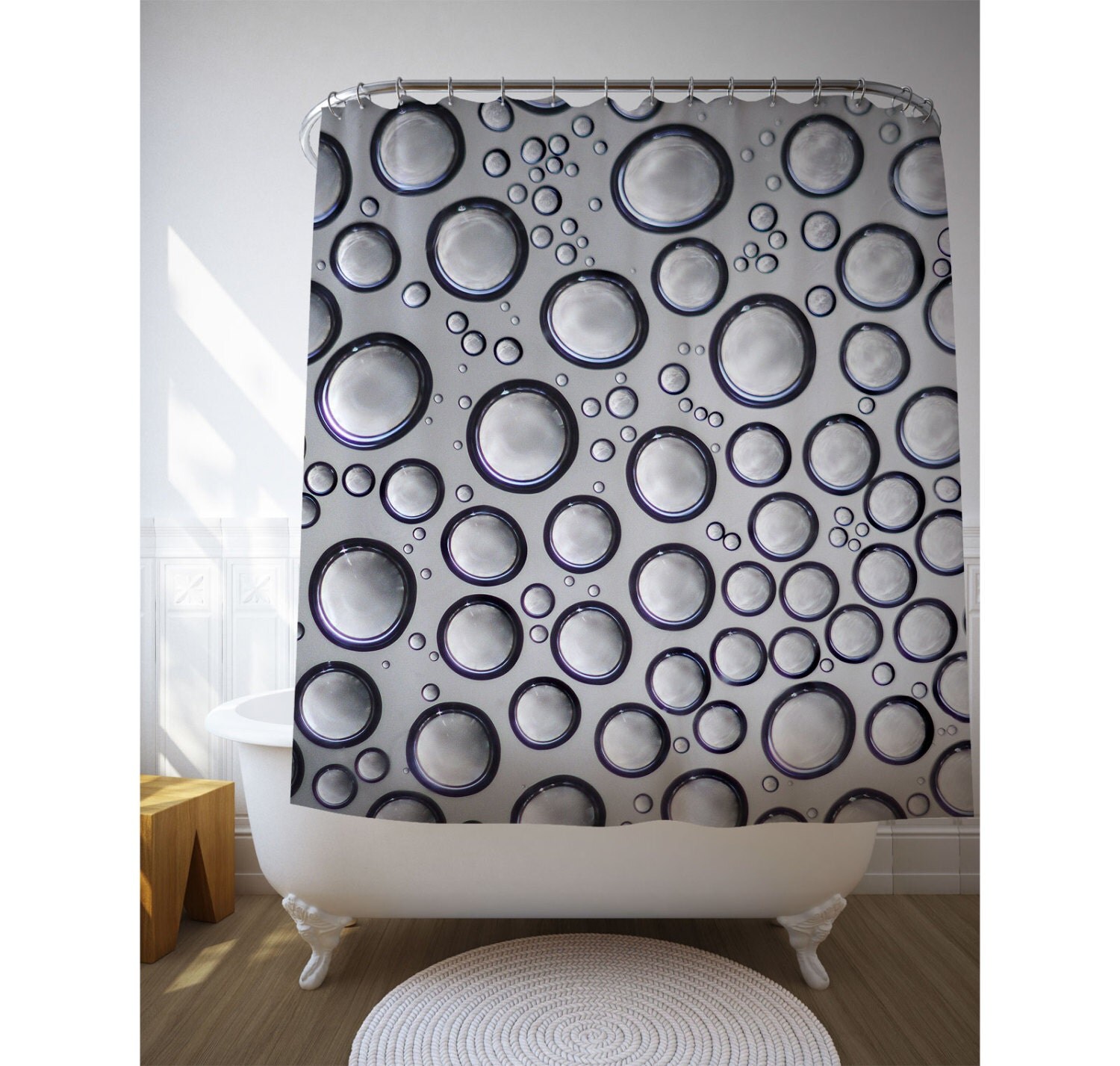 Cool Shower Curtains Silver Bubbles Bathroom Decor by Macrografiks