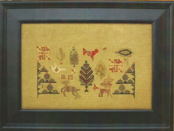 THE WORKBASKET Deer Tree Primitive Counted Cross