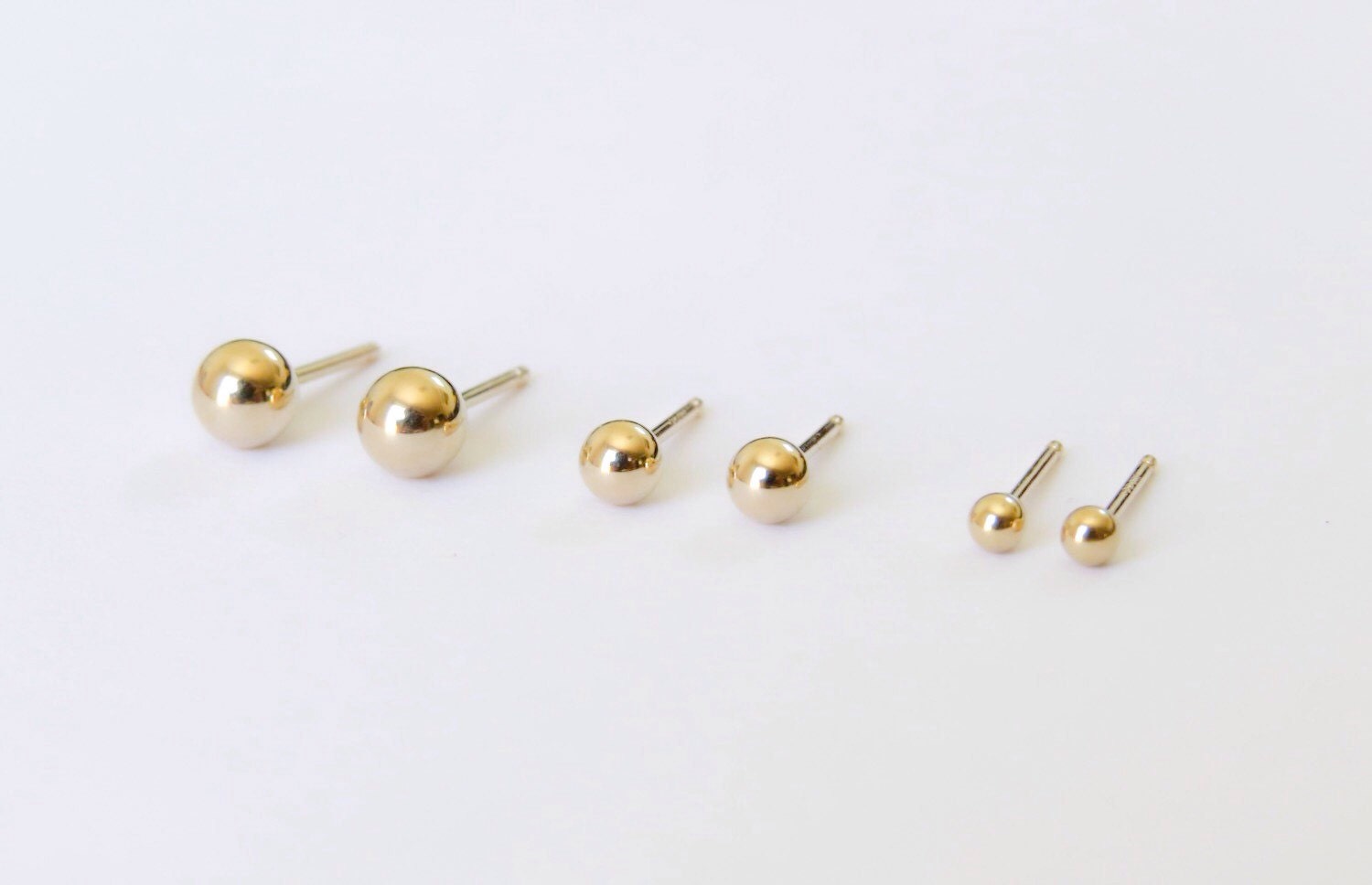 14K Gold Stud Earrings 14k Solid Gold Simple Round by miniLALI