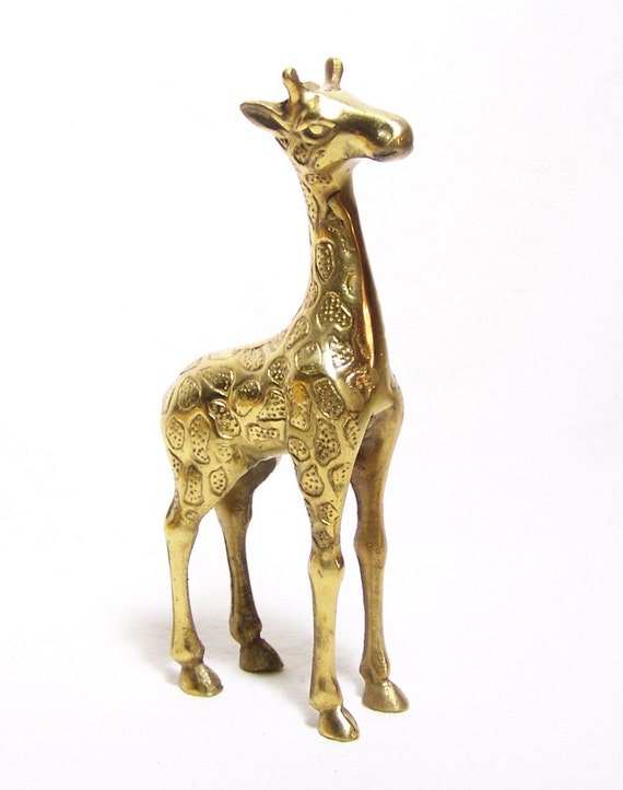 Vintage Brass Giraffe Giraffe Figurine Nursery by OfDaysPast