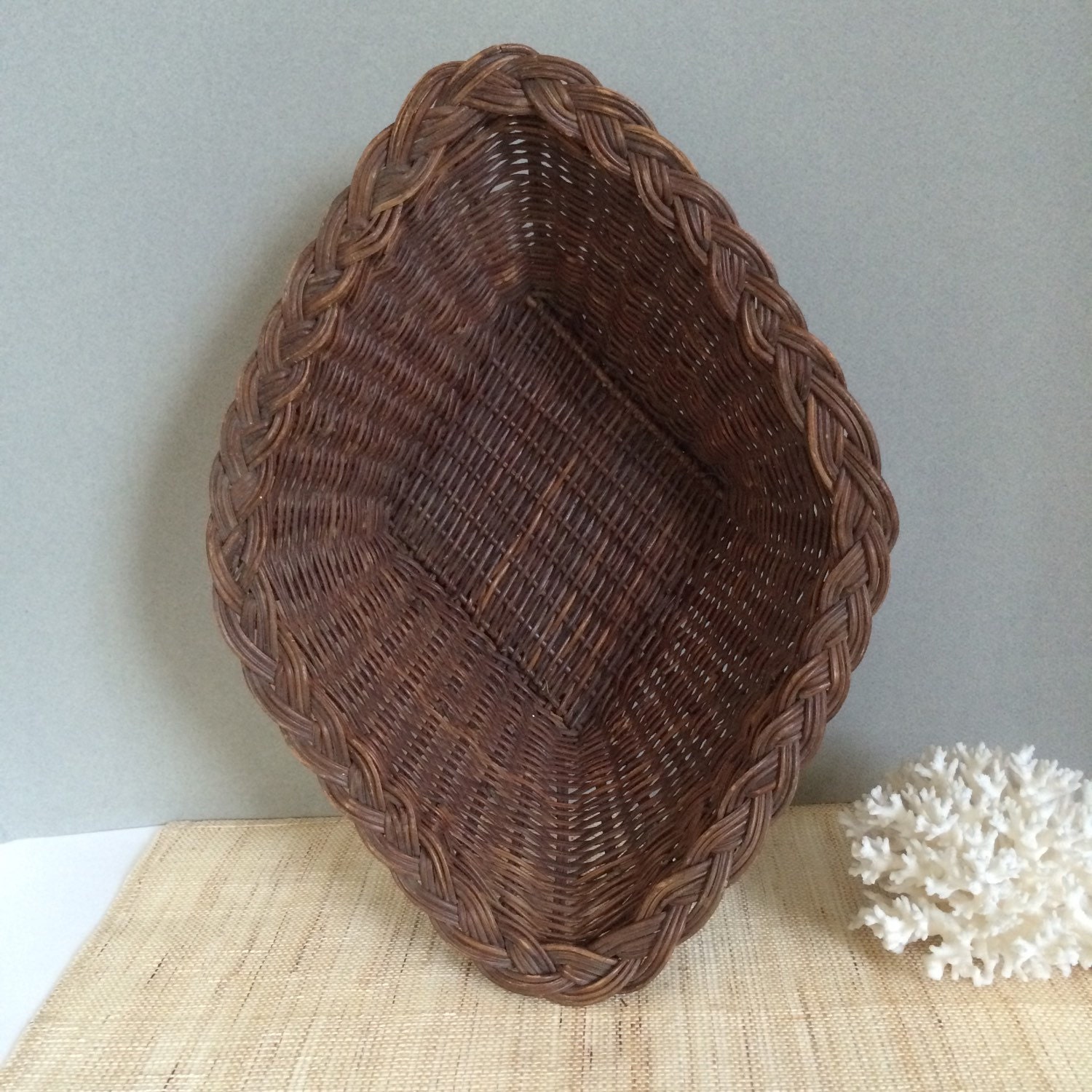 Vintage basket vintage bread basket handmade basket diamond basket wicker basket