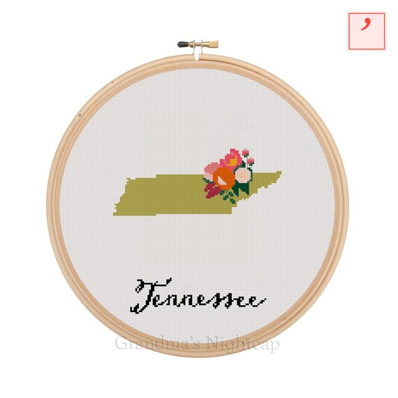 Tennessee Cross Stitch Pattern Modern Cross Stitch Pattern