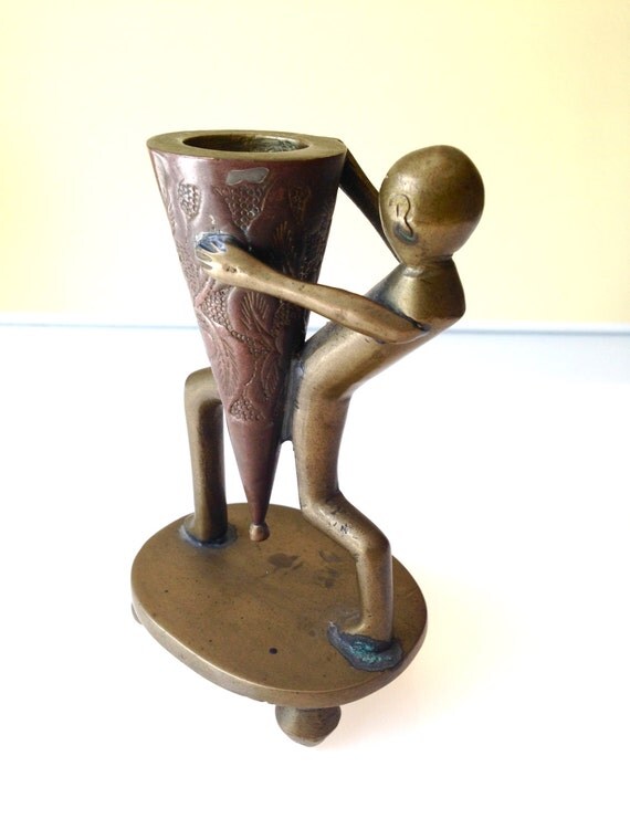 Vintage Art Deco Brass Candle Holder by JigsandLarry on Etsy