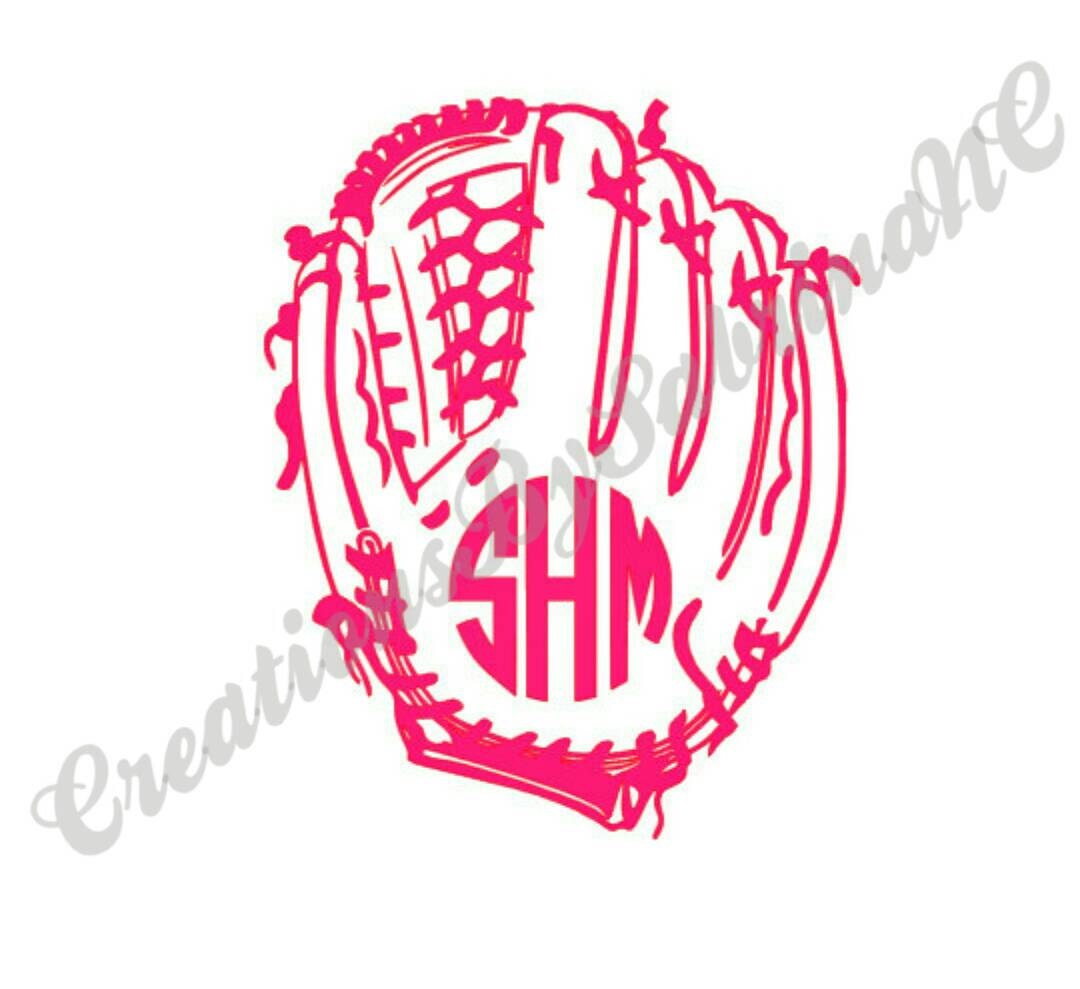 Softball Glove With Monogram Decal Softball Decal